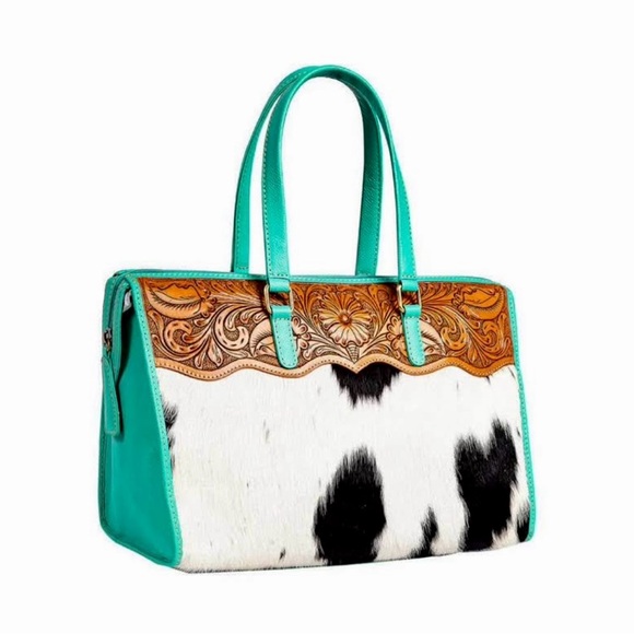 Myra Bag Handbags - Myra Bag Turquoise and Cowhide Shoulder Bag